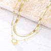 Women's Heart Pendants Necklaces 2 Layers Snake Chain Trend Jewelry 2022 Female Necklace Gold Metal Chain Necklace Gift