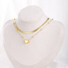 Women's Heart Pendants Necklaces 2 Layers Snake Chain Trend Jewelry 2022 Female Necklace Gold Metal Chain Necklace Gift
