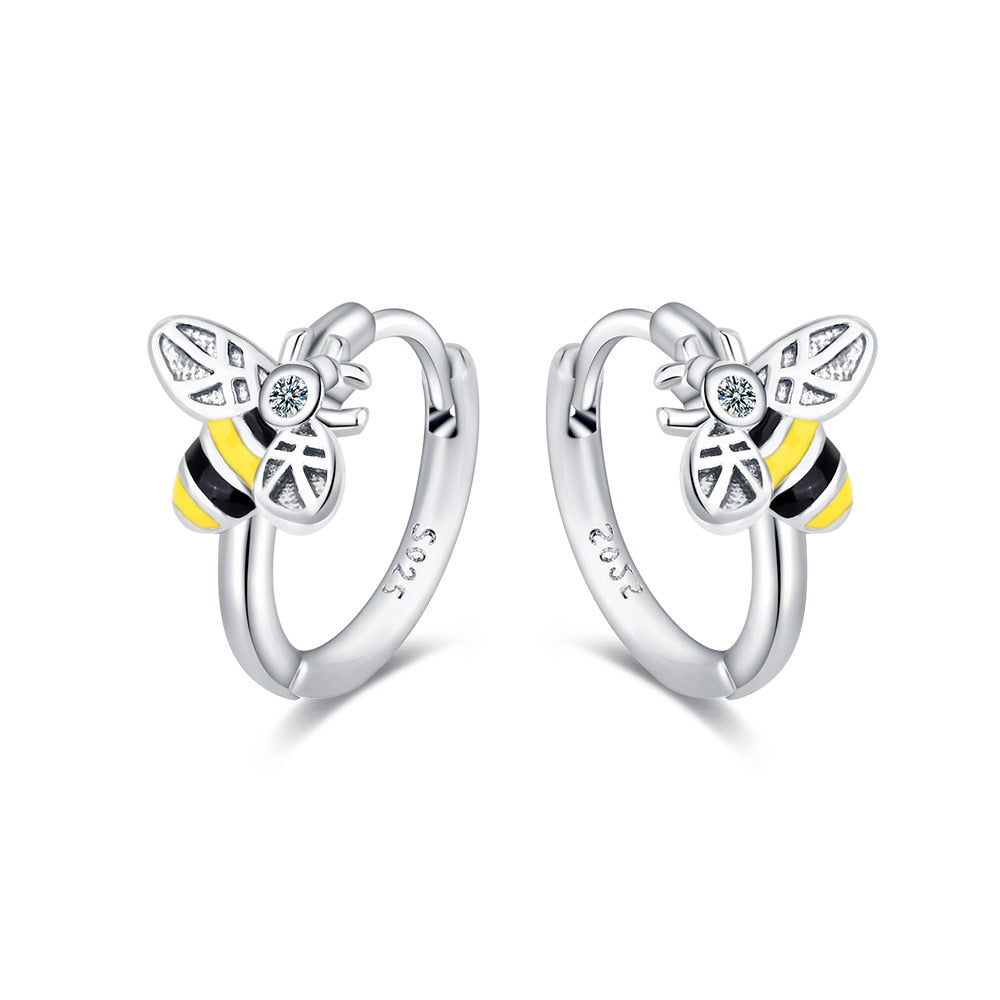 Women's Honeybee Ring Earrings 925 Stamp Silver Color Piercing Ear Party Jewelry 2022 Trend Accessories Christmas