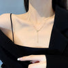 Women's Jewelry Stainless Steel Chain Necklace Gold Bow Long Chain Tassel Choker Necklace Exquisite Clavicle Chain