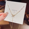 Women's Jewelry Stainless Steel Chain Necklace Gold Bow Long Chain Tassel Choker Necklace Exquisite Clavicle Chain