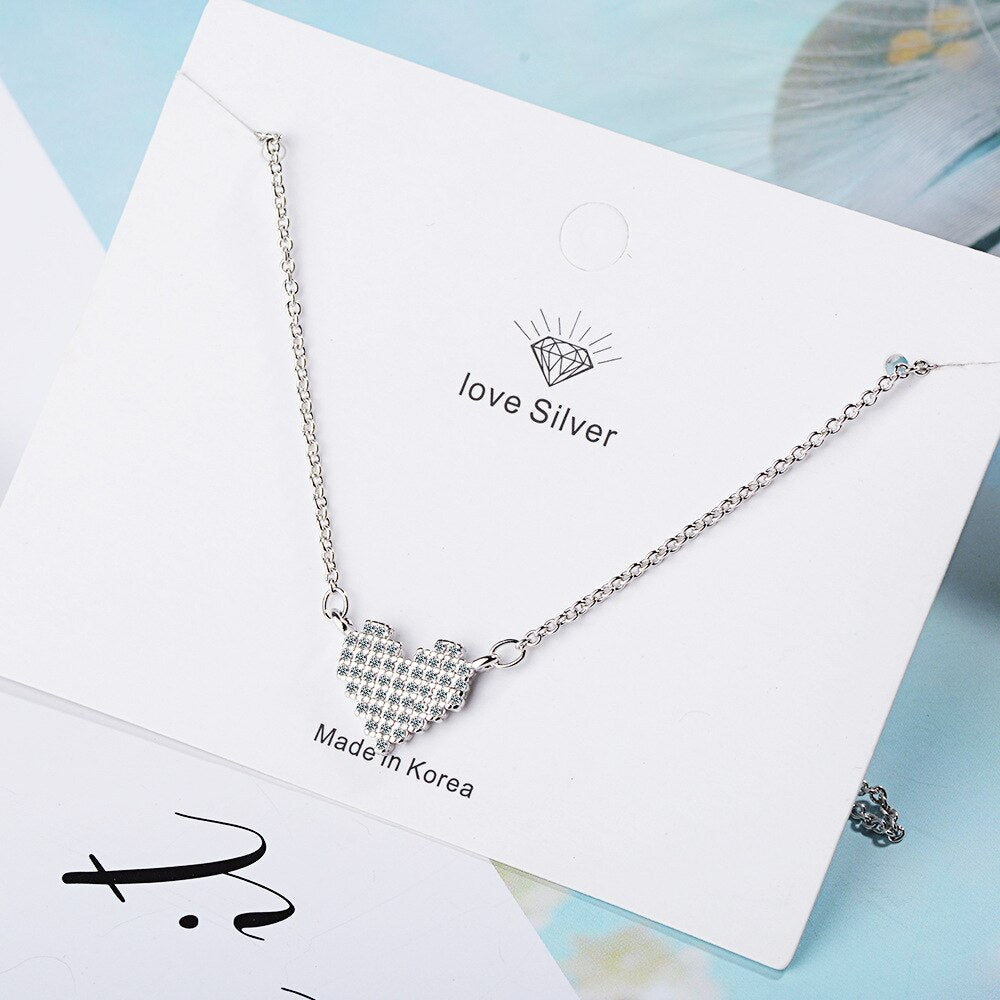 Women's LOVE Zircon Heart Pendants And Necklaces 925 Stamp Silver Color Female Wedding Party Jewelry 2022 Gift GaaBou