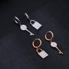 Women's Lock Key Earrings Boho Small Padlock Stainless Steel Charming Hoop Earrings 2022 Trendy Jewelry for Women Friends Gifts