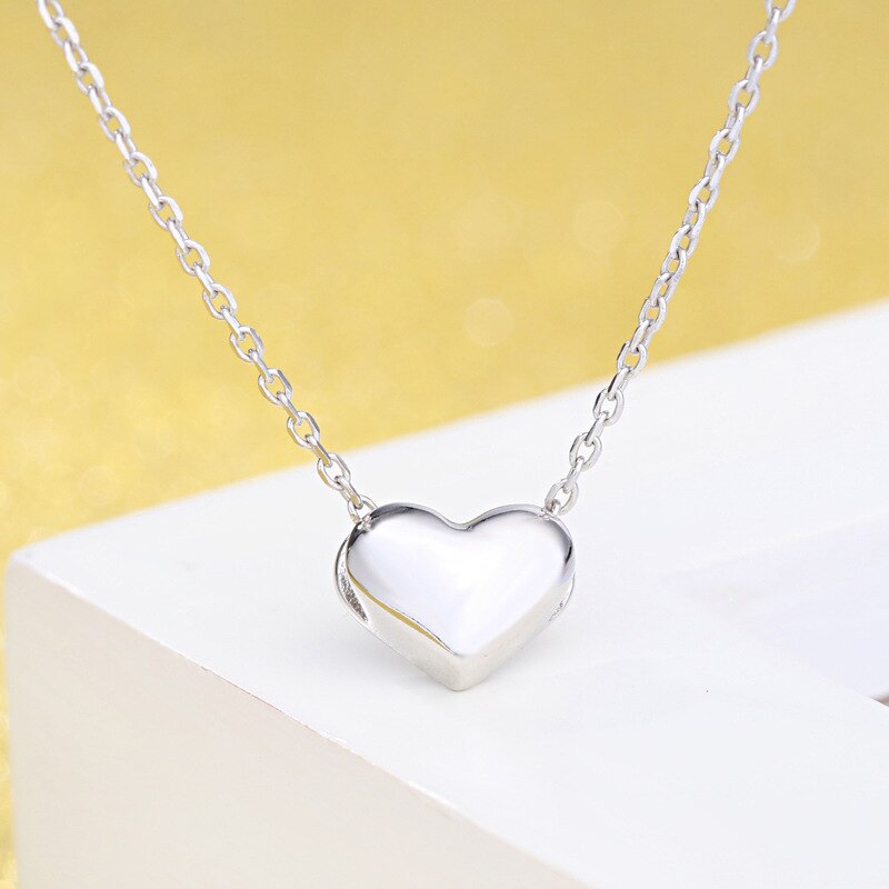 Women's Love Heart Pendants And Necklaces 925 Stamp Silver Color Retro Wedding Lucky Jewelry Gifts  GaaBou