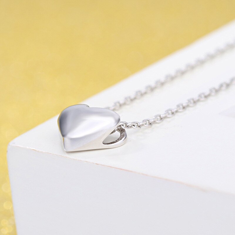 Women's Love Heart Pendants And Necklaces 925 Stamp Silver Color Retro Wedding Lucky Jewelry Gifts  GaaBou