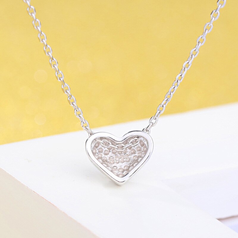 Women's Love Heart Pendants And Necklaces 925 Stamp Silver Color Retro Wedding Lucky Jewelry Gifts  GaaBou