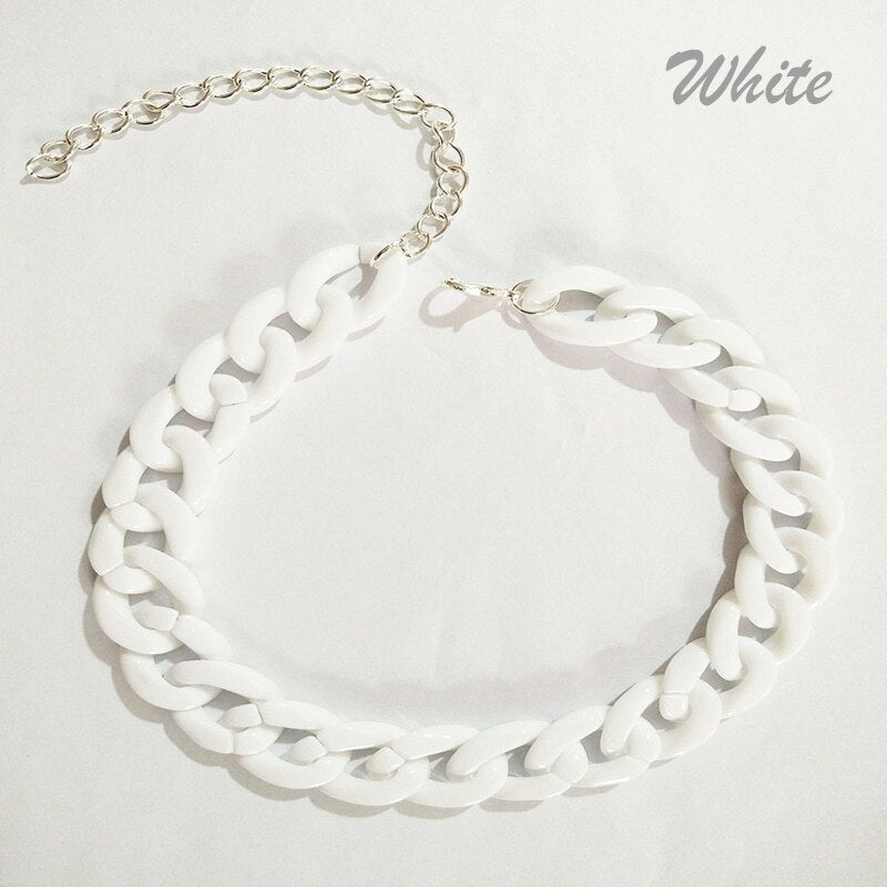 Women's Neck Chain Colorful Acrylic Thick Necklace For Women Men Bohemian Plastic Choker Collar Necklace Jewelry Gifts