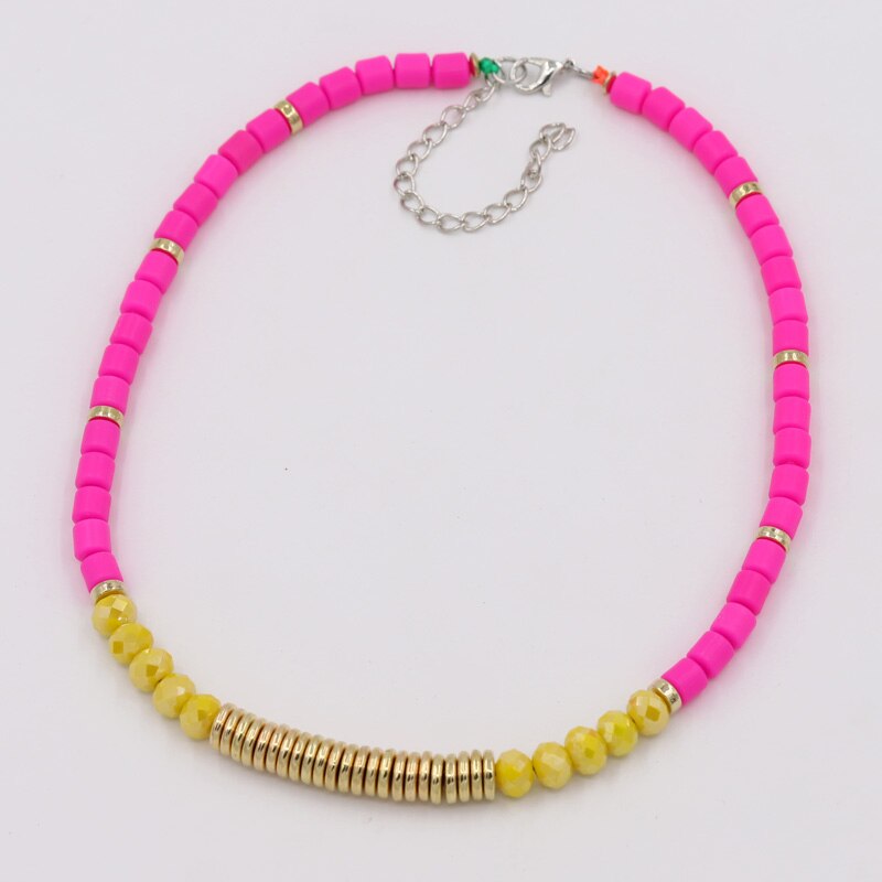 Women's Necklace 2021 Fall/Winter Jewelry Multicolor Stitching Polymer Clay Bead Strand Necklaces Collar Accessories