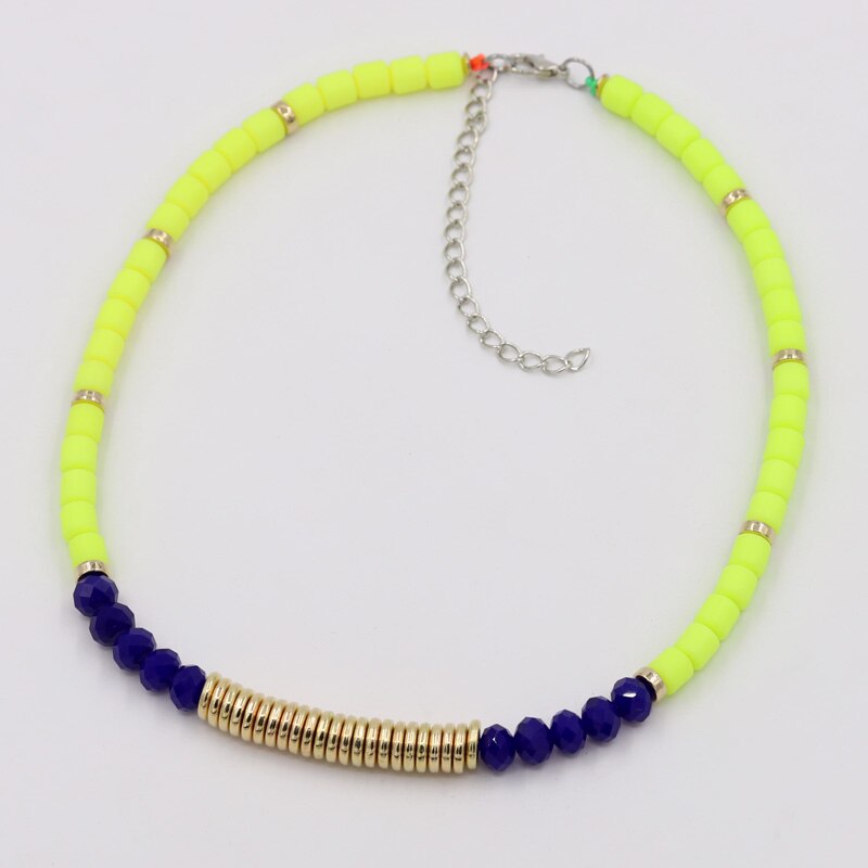 Women's Necklace 2021 Fall/Winter Jewelry Multicolor Stitching Polymer Clay Bead Strand Necklaces Collar Accessories