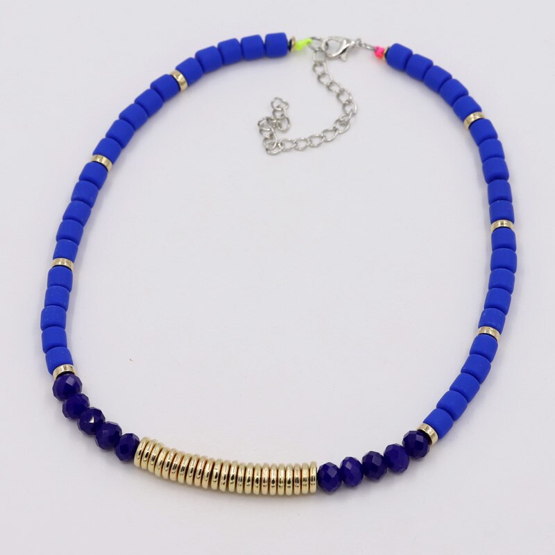 Women's Necklace 2021 Fall/Winter Jewelry Multicolor Stitching Polymer Clay Bead Strand Necklaces Collar Accessories