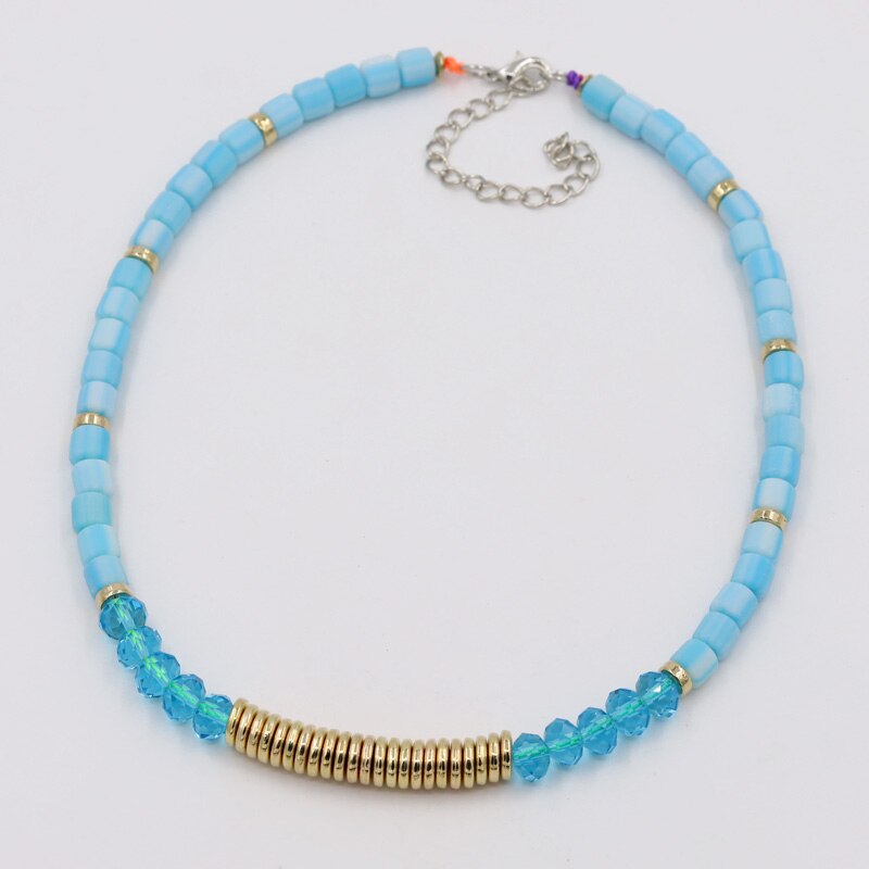 Women's Necklace 2021 Fall/Winter Jewelry Multicolor Stitching Polymer Clay Bead Strand Necklaces Collar Accessories