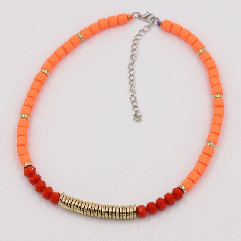 Women's Necklace 2021 Fall/Winter Jewelry Multicolor Stitching Polymer Clay Bead Strand Necklaces Collar Accessories