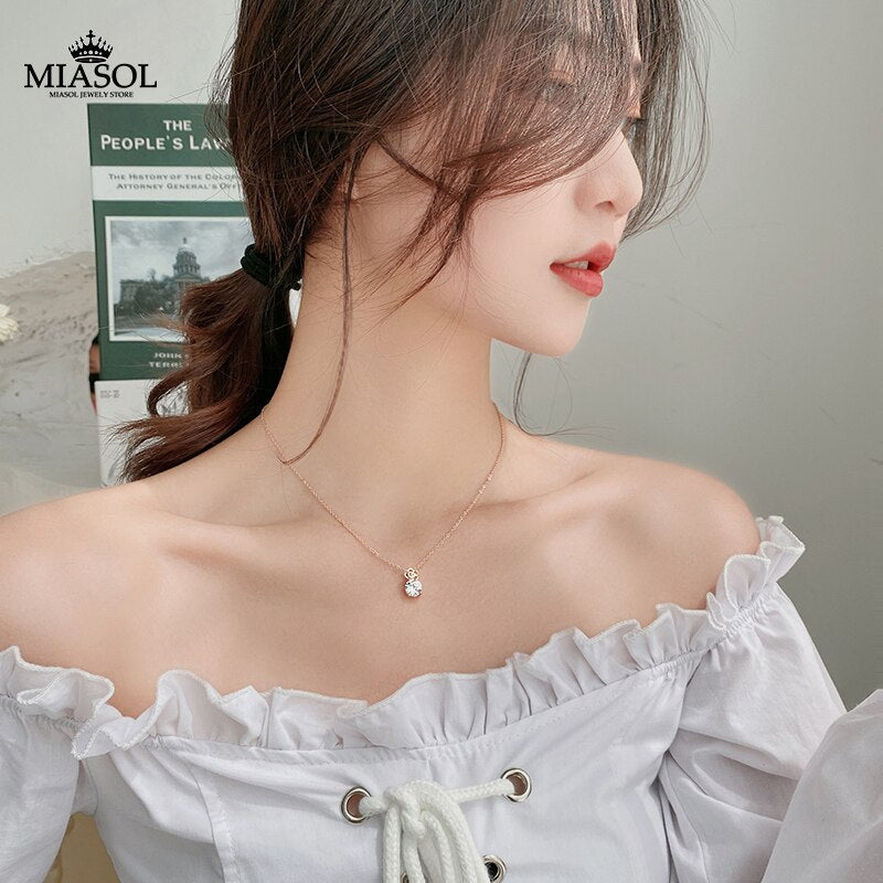 Women's Necklace Classic Metal Copper Glass Combination Stones Beautiful Rose Gold Girl Various Miasol Matching Jewelry