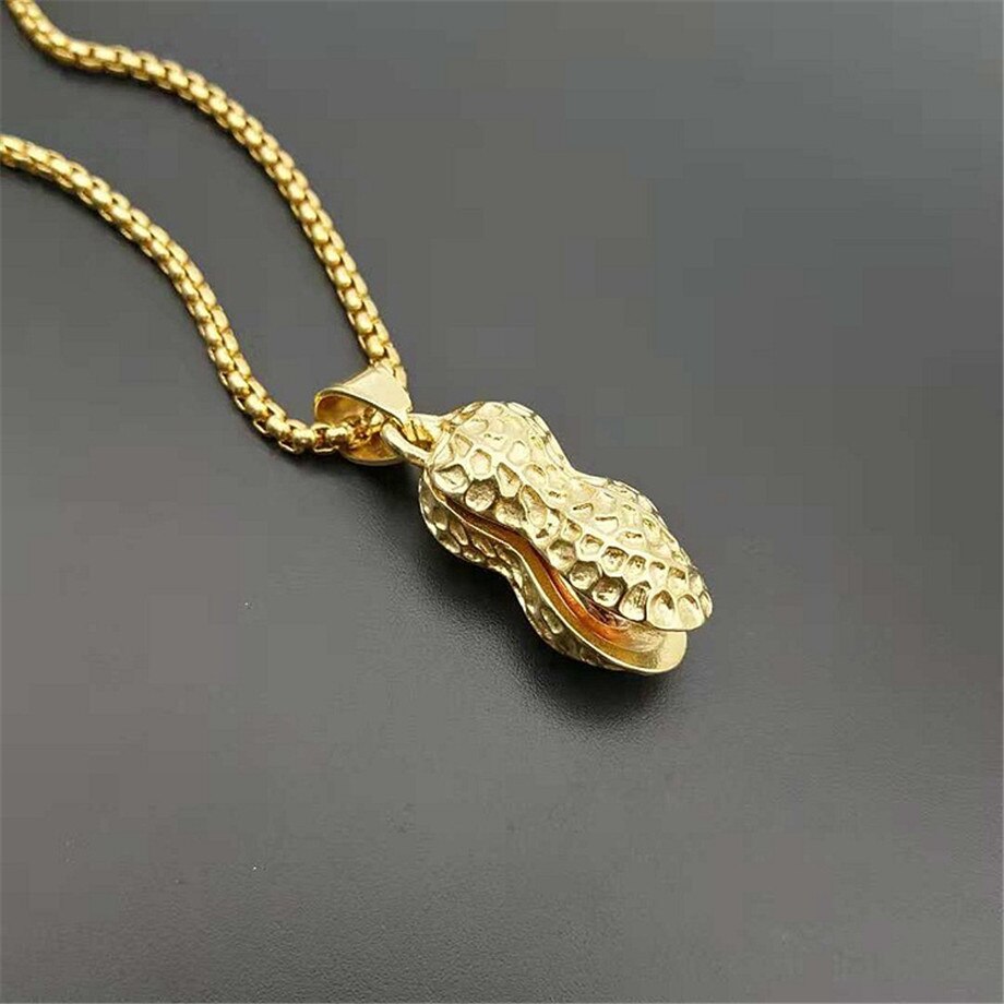 Women's Necklaces Peanut Design Pendants &amp; Chains For Women Gold Color Stainless Steel Female Jewelry  Collier