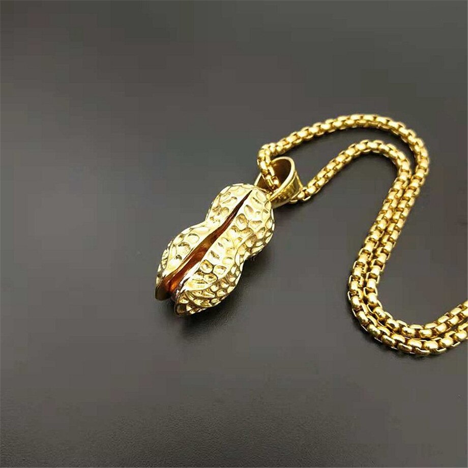 Women's Necklaces Peanut Design Pendants &amp; Chains For Women Gold Color Stainless Steel Female Jewelry  Collier