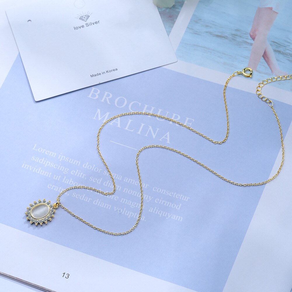 Women's Opal Flower Pendants And Necklaces 925 Stamp Silver Color Female Wedding Party Jewelry 2022 Gift