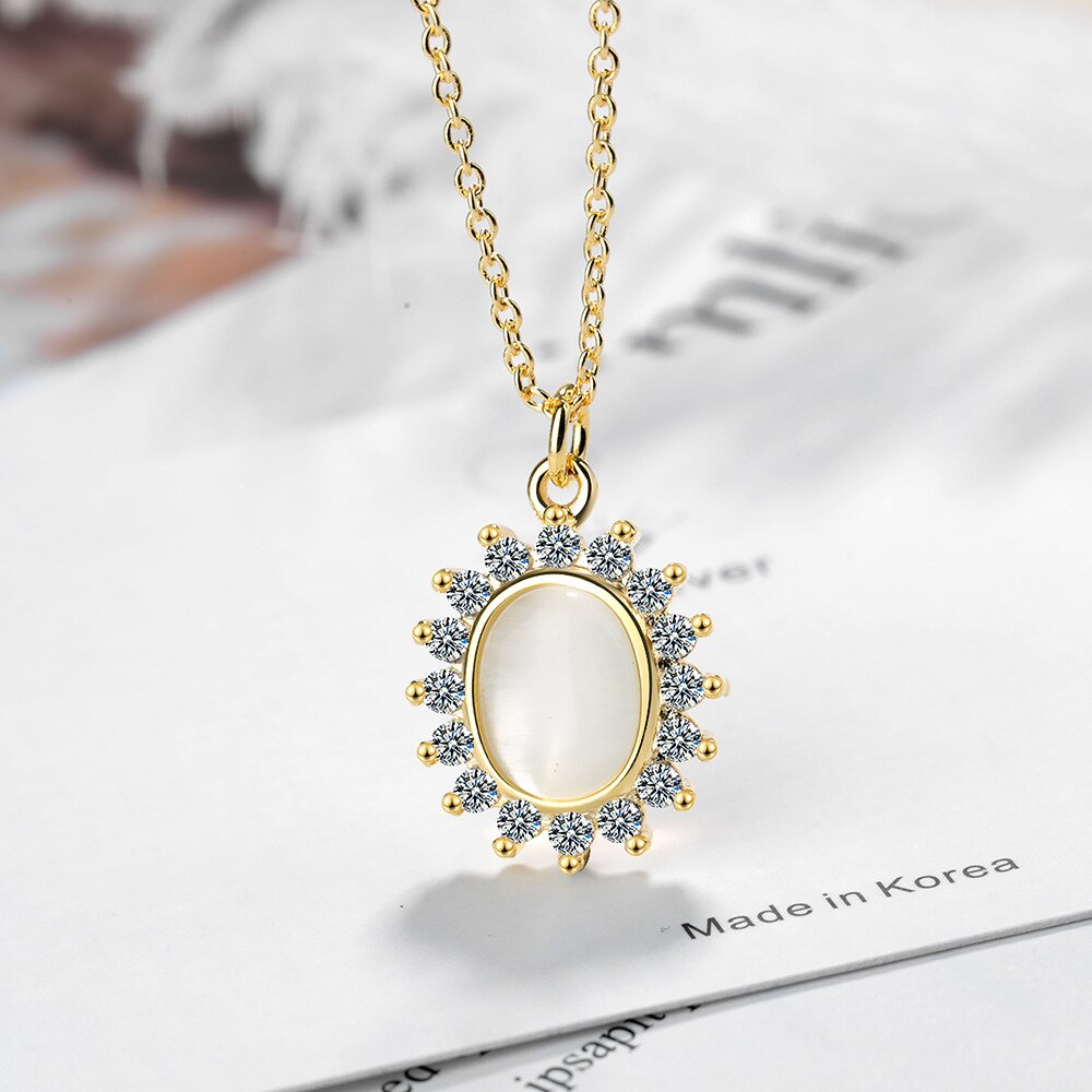 Women's Opal Flower Pendants And Necklaces 925 Stamp Silver Color Female Wedding Party Jewelry 2022 Gift
