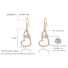 Women's Piercing Dangle Earrings Rhinestone Double Heart Drop Earings Female Party Gift Accessories Korean Jewelry 2022