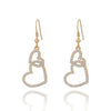 Women's Piercing Dangle Earrings Rhinestone Double Heart Drop Earings Female Party Gift Accessories Korean Jewelry 2022