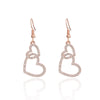 Women's Piercing Dangle Earrings Rhinestone Double Heart Drop Earings Female Party Gift Accessories Korean Jewelry 2022