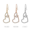 Women's Piercing Dangle Earrings Rhinestone Double Heart Drop Earings Female Party Gift Accessories Korean Jewelry 2022