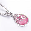 Women's Retro Flowers Hollow Carved Inlaid Droplet Opal Pendant Clavicle Chain Necklace Jewelry Gifts NL0228