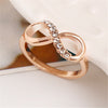 Women's Rose Gold Plated Classic '8' Shape Infinite Symbol Inlaid Rhinestone Wedding Ring  Jewelry Gifts R0201