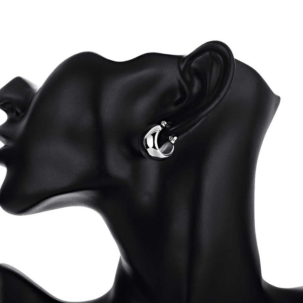 Women's Small Hoop Earrings 925 Stamp Silver Color Smooth Earrings Wedding Party  Jewelry 2022 Christmas GaaBou