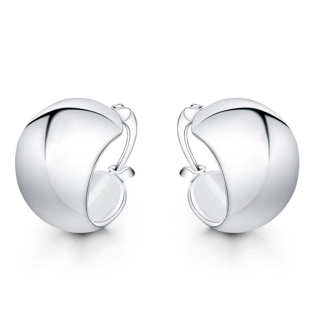 Women's Small Hoop Earrings 925 Stamp Silver Color Smooth Earrings Wedding Party  Jewelry 2022 Christmas GaaBou
