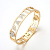Women's Stainless Steel Bracelet Femme Wthie Crystal FAMILY Letters Bangle Gold Color  Wedding Jewelry Gifts