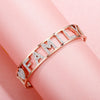 Women's Stainless Steel Bracelet Femme Wthie Crystal FAMILY Letters Bangle Gold Color  Wedding Jewelry Gifts