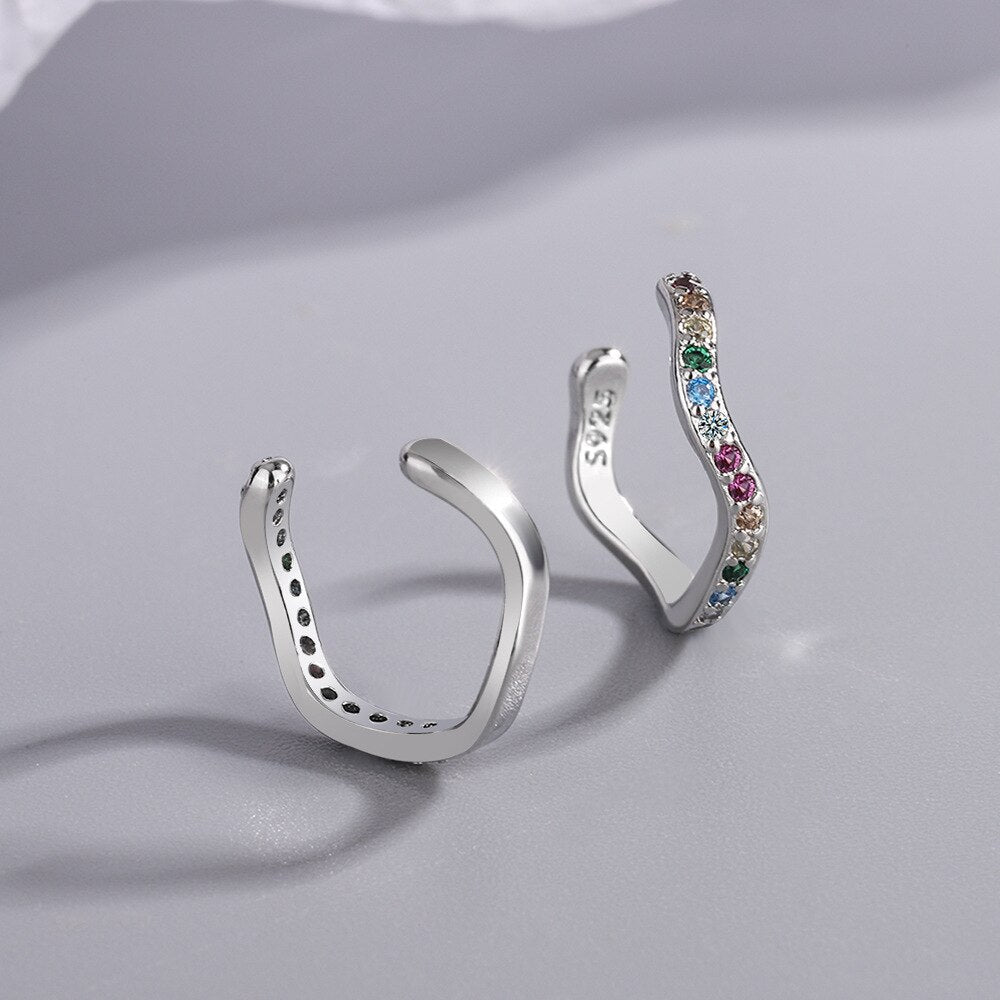 Women's Zircon Ear Cuff Earrings 925 Stamp Silver Color Colour Crystals Earring Wedding Party Jewelry 2022 Trend New