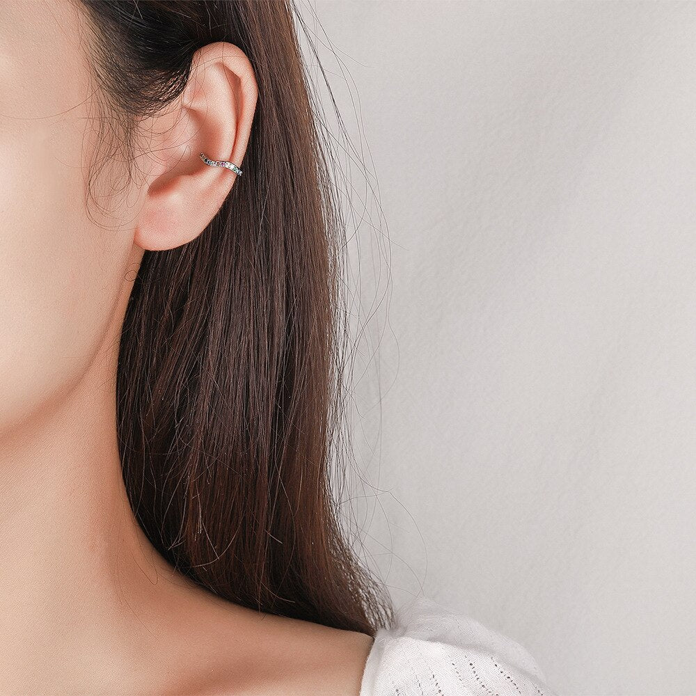 Women's Zircon Ear Cuff Earrings 925 Stamp Silver Color Colour Crystals Earring Wedding Party Jewelry 2022 Trend New