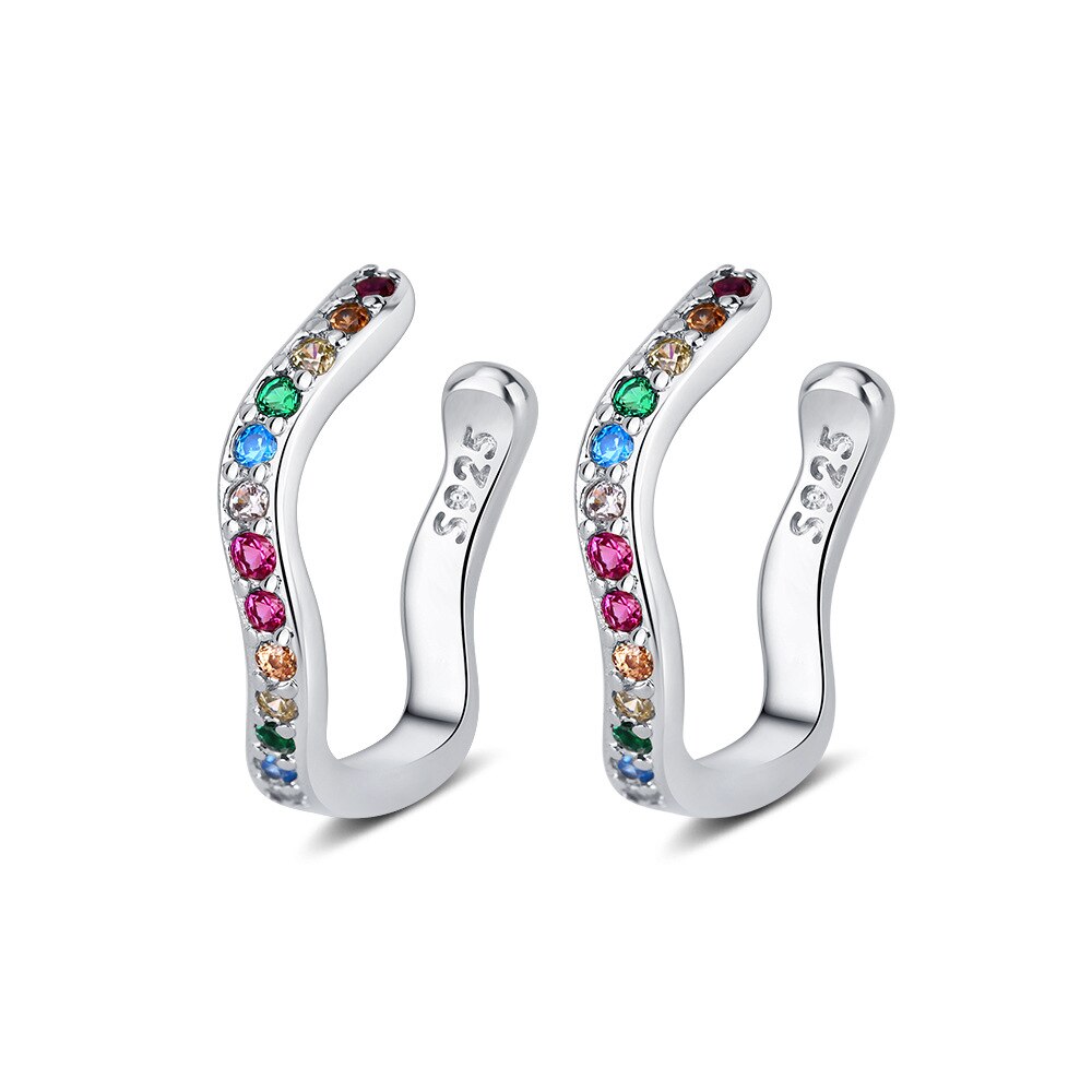 Women's Zircon Ear Cuff Earrings 925 Stamp Silver Color Colour Crystals Earring Wedding Party Jewelry 2022 Trend New