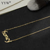 Women wedding Jewelry 316L Stainless Steel Chain Necklace Gold Color Letter Honey for Lover Necklaces Pendants bijoux femme