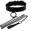 Womens Punk Gothic Leash Collar Black Accessories Sexy PU Leather Slave Collar Traction Rope BDSM Bondage Necklace