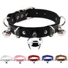 Womens Sexy Punk Goth Leather Collar PU Leather Buckle Bell Collar Choker Necklace