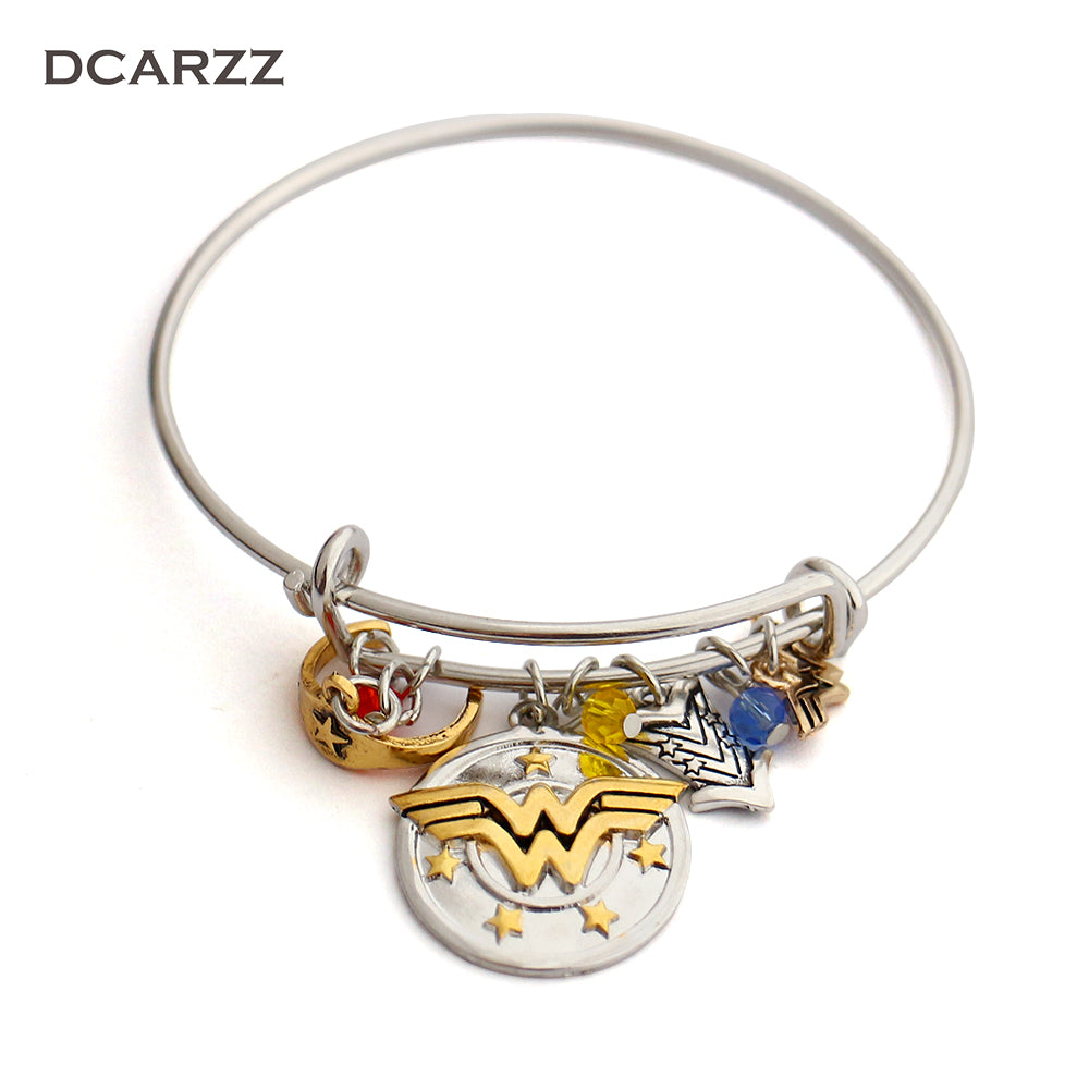Wonder Woman Charm Bracelet with Armor/Tiara/Crystals BangleI do freely and with Clear ConscienceHand Stamped Letter Bangle