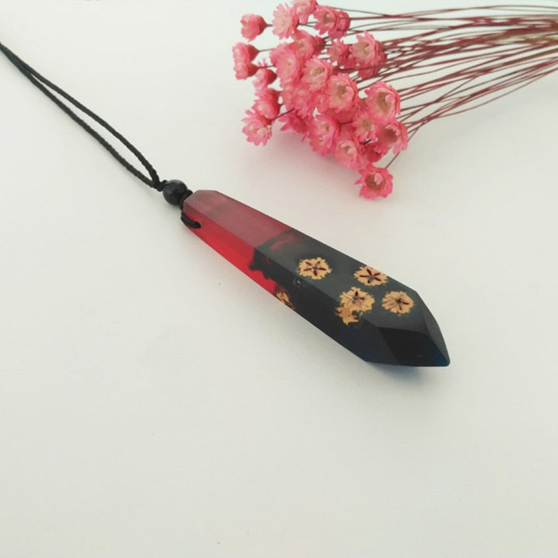 Wood Resin Necklace Women Men Handmade Vintage Resin Wood Statement Necklaces & Pendants Rope Wooden Necklace Male Jewelry Gifts