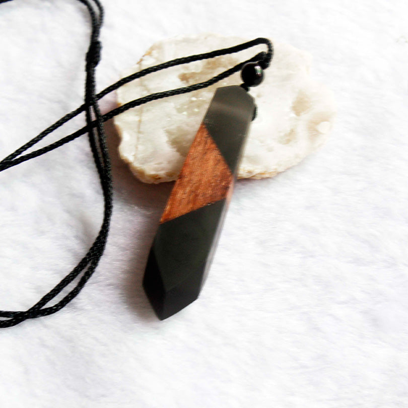 Wood Resin Necklace Women Men Handmade Vintage Resin Wood Statement Necklaces & Pendants Rope Wooden Necklace Male Jewelry Gifts
