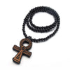 Wood Round Beads Handmade Elastic Africa Egyptian Ankh Engraved DIY Necklaces Vintage African Women Party Hiphop Rock Jewelry