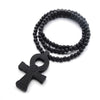 Wood Round Beads Handmade Elastic Africa Egyptian Ankh Engraved DIY Necklaces Vintage African Women Party Hiphop Rock Jewelry