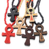 Wood Round Beads Handmade Elastic Africa Egyptian Ankh Engraved DIY Necklaces Vintage African Women Party Hiphop Rock Jewelry