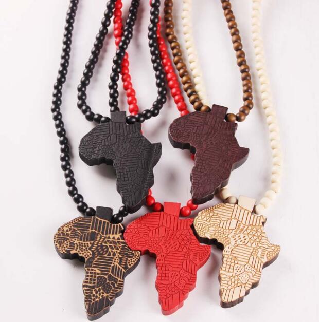 Wooden pendant necklace good wood Africa map necklace hip hop necklace for men and women