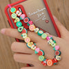 Woven LOVE Letter Beaded Anti-lost Phone Chain Fruit Rainbow Soft Ceramic Lanyard Charm Strap Mobile for Girls Phone Choker Keys