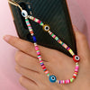 Woven LOVE Letter Beaded Anti-lost Phone Charm Chain Fruit Rainbow Soft Ceramic Lanyard Strap Mobile for Girls Phone Choker Keys