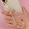Woven LOVE Letter Beaded Anti-lost Phone Charm Chain Fruit Rainbow Soft Ceramic Lanyard Strap Mobile for Girls Phone Choker Keys