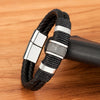 Woven Leather Rope Wrapping Special Style Classic Stainless Steel Men's Leather Bracelet Double-layer Design DIY Customization