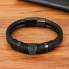 Woven Leather Rope Wrapping Special Style Classic Stainless Steel Men's Leather Bracelet Double-layer Design DIY Customization