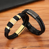 Woven Leather Rope Wrapping Special Style Classic Stainless Steel Men's Leather Bracelet Double-layer Design DIY Customization